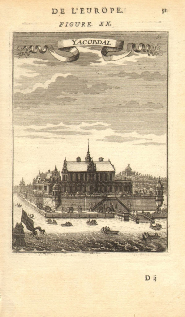 SWEDEN. Jakobsdal (Ulriksdal) Palace, Solna, Stockholm. MALLET 1683 old print